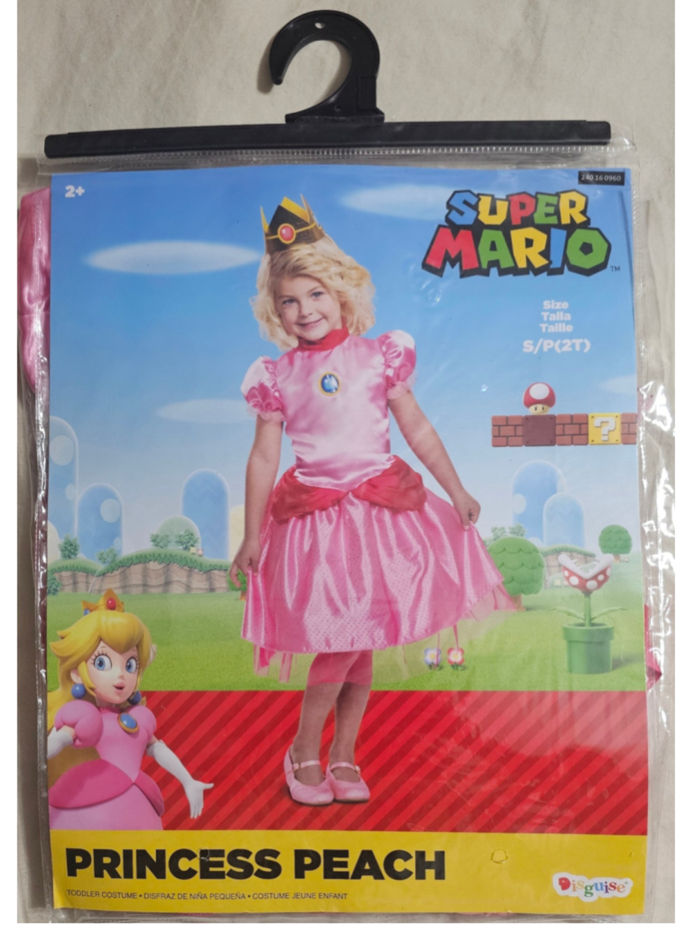 Girls Disguise Princess Peach Costume Size 2T Pink Gold